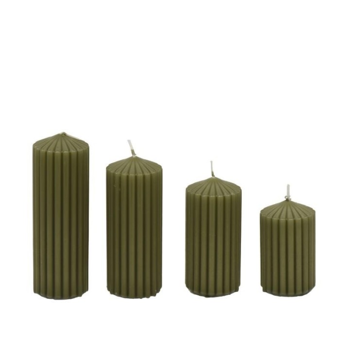SET 4 CANDELE MOCCOLO RIGATE VERDE H.14